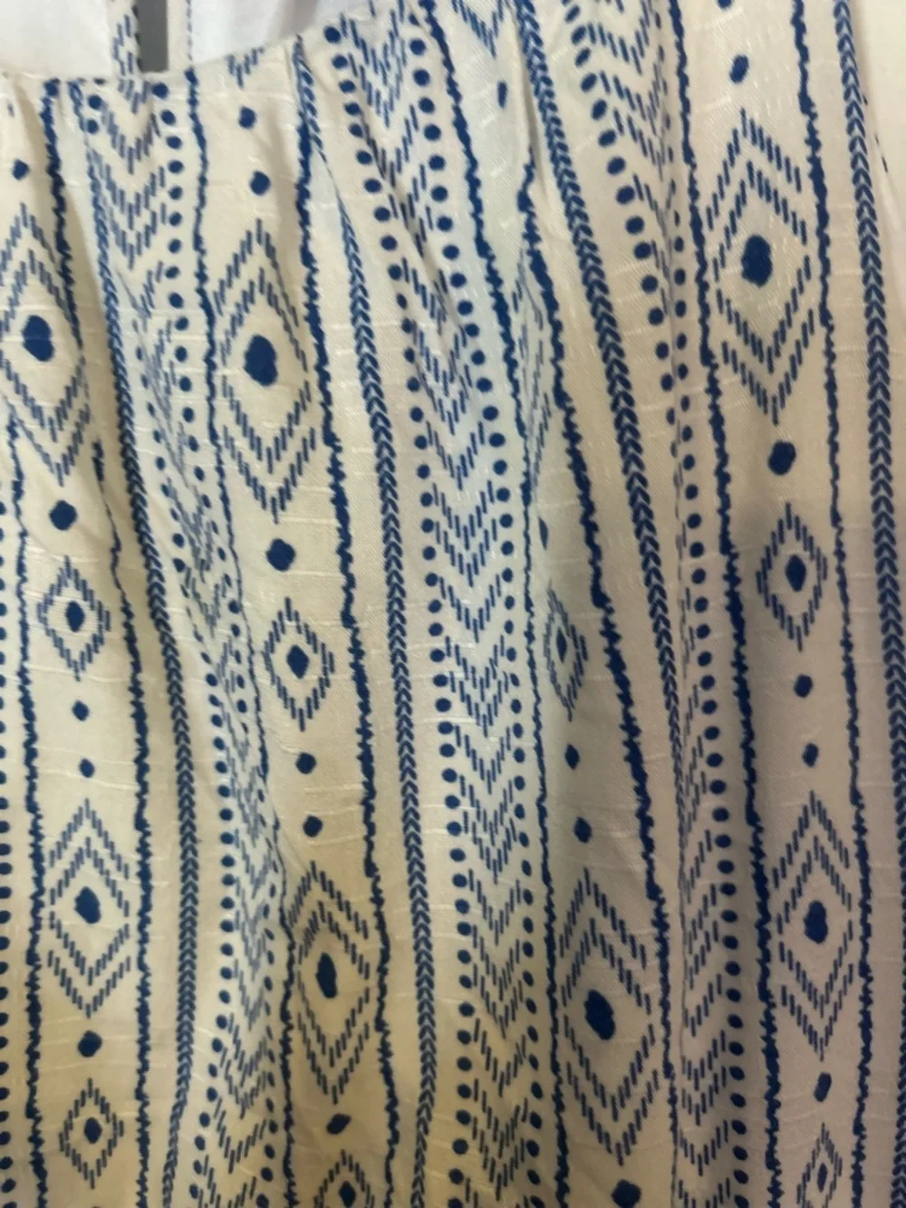 Threadgrit Lynette Blue & White High Neck Southwestern Print Maxi Dress Large